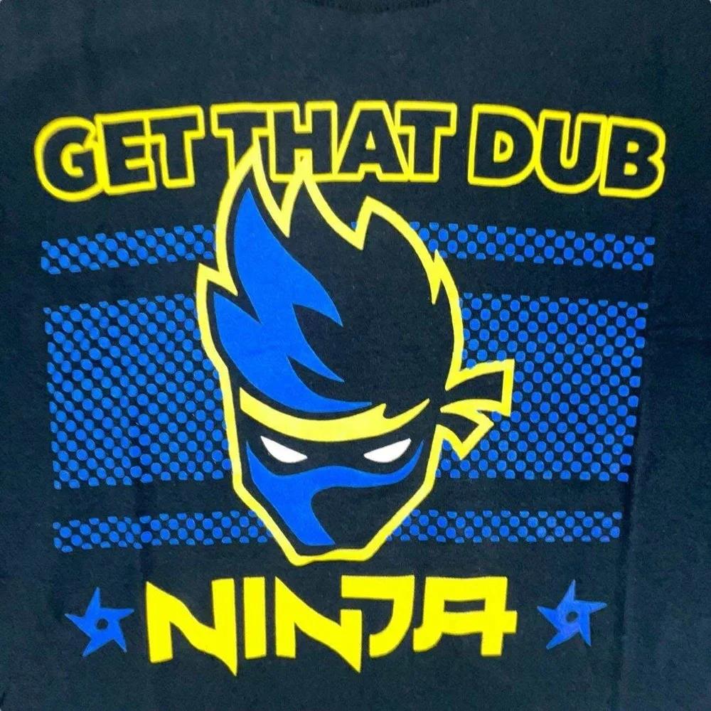 Ninja Get That Dub Youth XS‎ T-Shirt Black Video Gamer Graphic Tee NEW